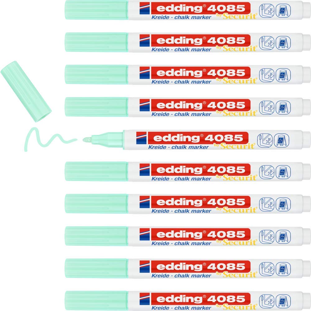 edding 4085 Kreidemarker - pastel-grün - 10 Kreidestifte - Rundspitze 1-2 mm - dünner Kreidestift fü