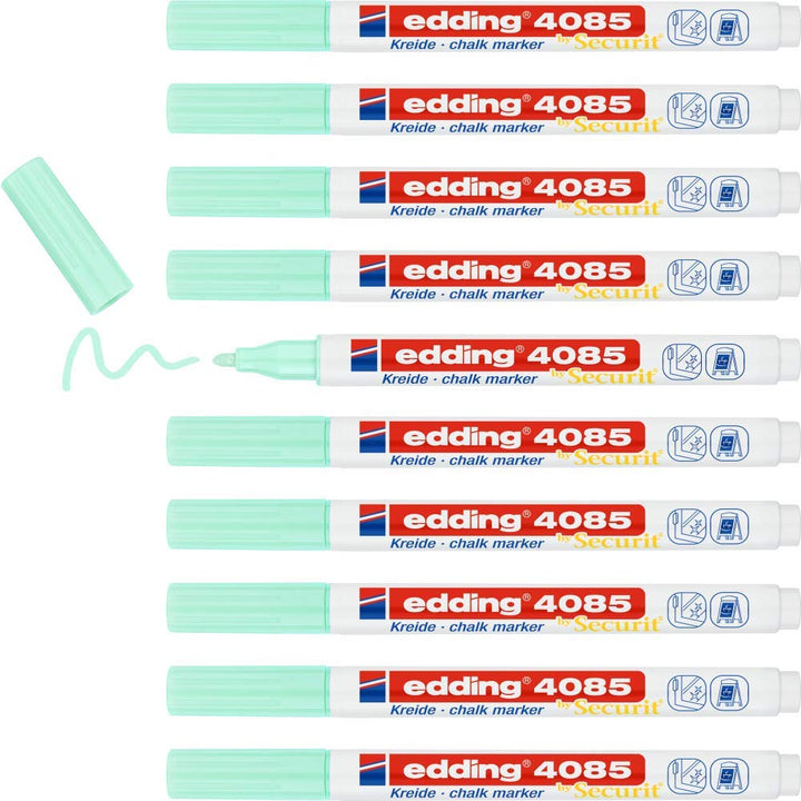 edding 4085 Kreidemarker - pastel-grün - 10 Kreidestifte - Rundspitze 1-2 mm - dünner Kreidestift fü