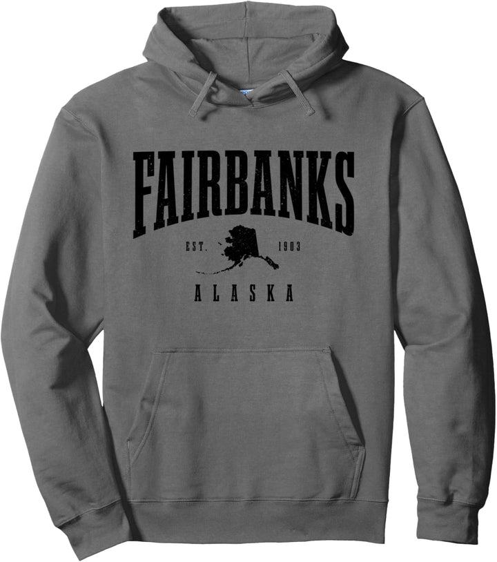 Fairbanks Est. 1903 Alaska State Map, Vintage-Stil Pullover Hoodie