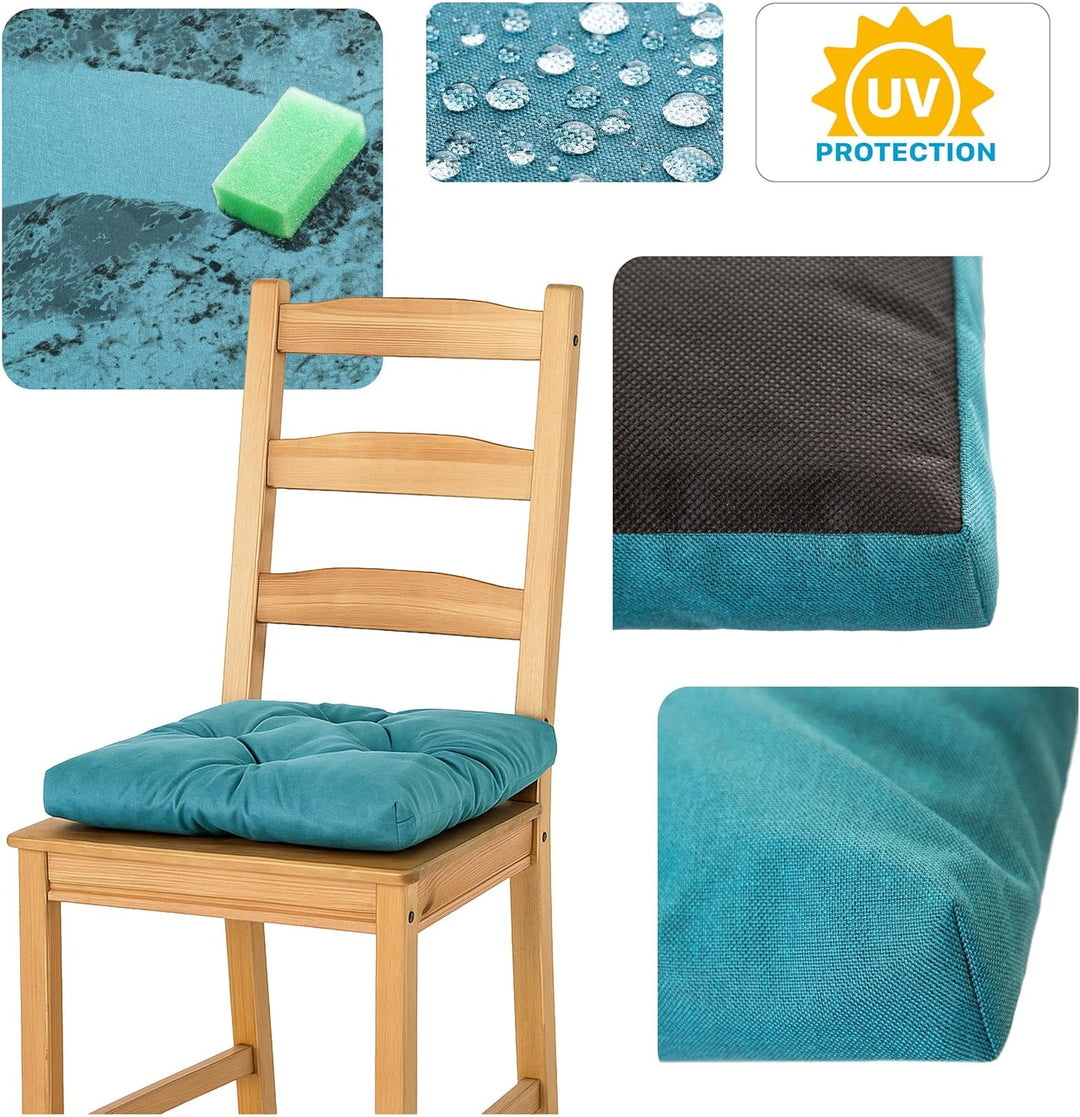 Wasserdichtes Stuhlkissen 45x45 cm – Gartenkissen für Stühle &amp; Sessel – Dickes Sitzkissen 6 cm – Out