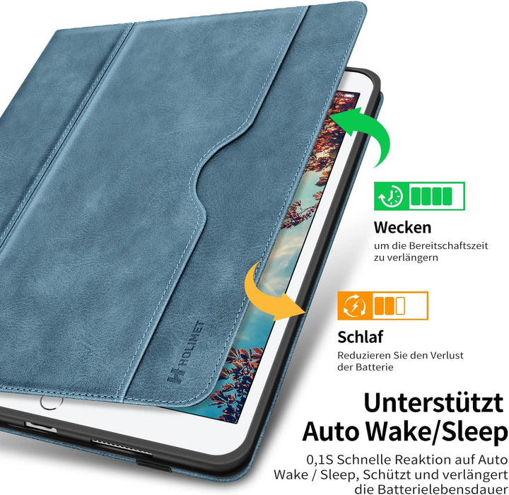HOLIMET Hülle für iPad 9./8./7. Generation(2021/2020/2019) 10,2 Zoll mit Stifthalter, PU-Leder Schut