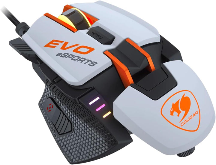 COUGAR Gaming | Gaming-Maus | 700M Evo White E-Sport – ergonomisch – optischer Pixart PMW3389 Sensor