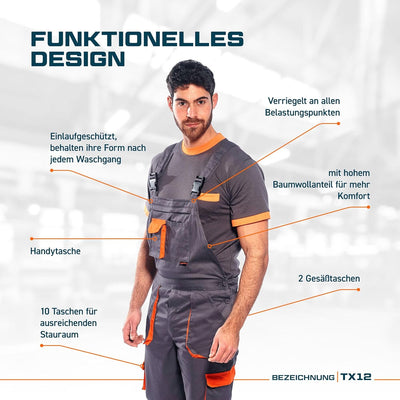 Portwest TX12 Herren Texo Kontrast Latzhose Arbeitslatzhose Marine XL, Marine XL