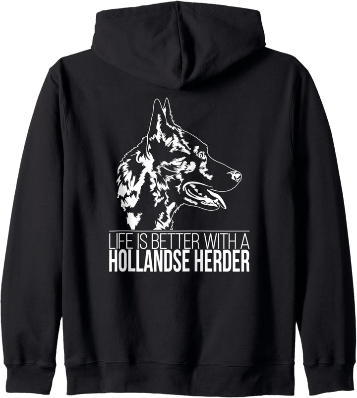 Hollandse Herder life better Hund Hunde Spruch Kapuzenjacke