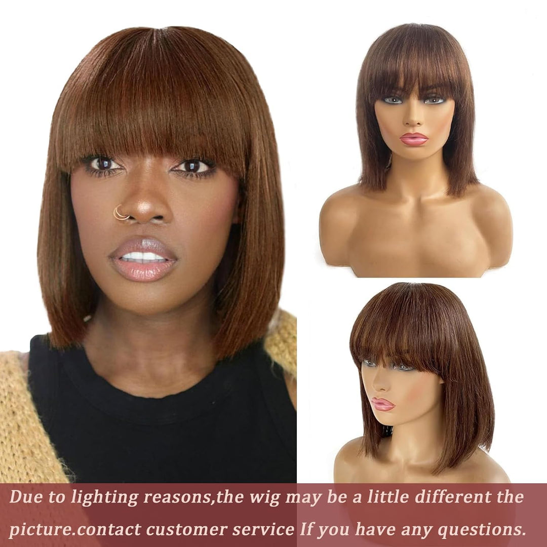 Brown Bob Wig Human Hair Echthaar Perücke None Lace Front Wig Bone Straight Human Hair Wig High Ligh