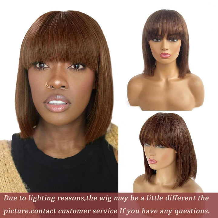 Brown Bob Wig Human Hair Echthaar Perücke None Lace Front Wig Bone Straight Human Hair Wig High Ligh