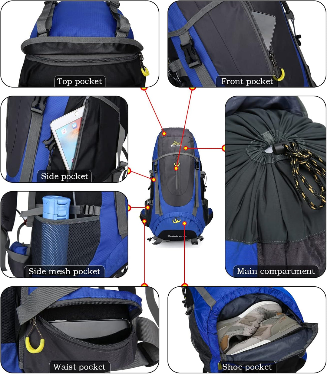 Doshwin 70L Trekkingrucksack Campingrucksack Reiserucksack Wanderrucksack Grosser Rucksack für Damen