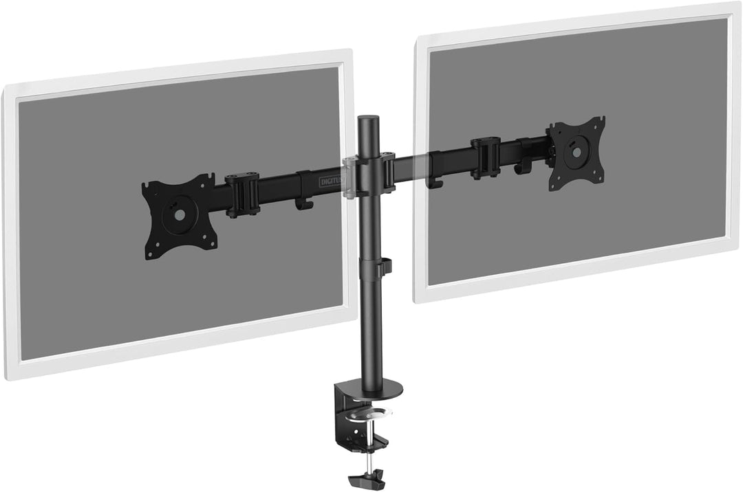 DIGITUS Monitor-Halterung - Tischklemme - 2 Monitore - Bis 27 Zoll - Bis 2x 8 kg - VESA 75x75, 100x1