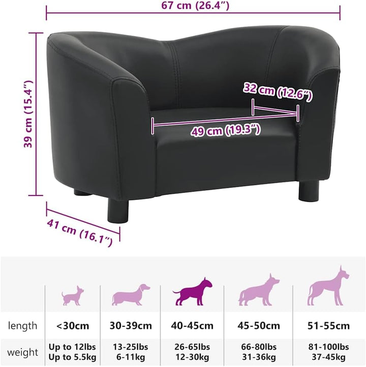 vidaXL Hundesofa Schwarz 67x41x39cm Kunstleder Hundecouch Hundebett Haustier, Schwarz