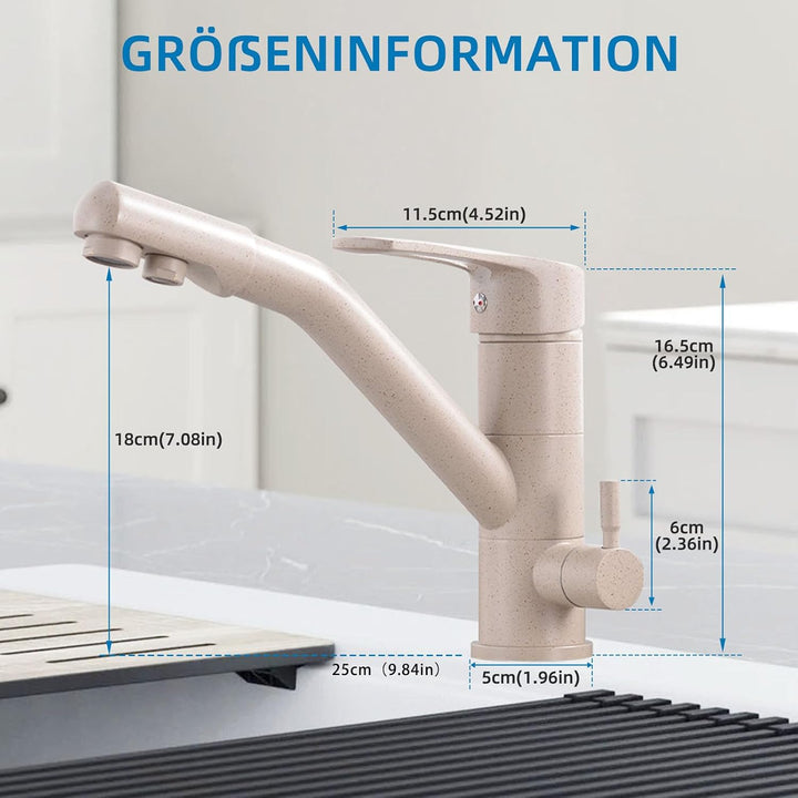 Zeffrary 3-Wege-Küchenarmatur, 360° drehbarer Küchenarmatur, Spültischarmatur mit flexiblem Auslauf,