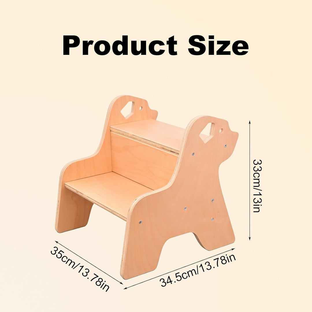 Tritthocker Für Kinder, 2-Stufig Hocker Kinderschemel Tragbar, Robust Tritthocker Holz Mit Handhaben