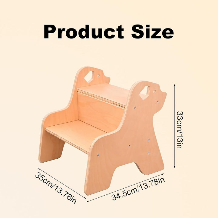 Tritthocker Für Kinder, 2-Stufig Hocker Kinderschemel Tragbar, Robust Tritthocker Holz Mit Handhaben