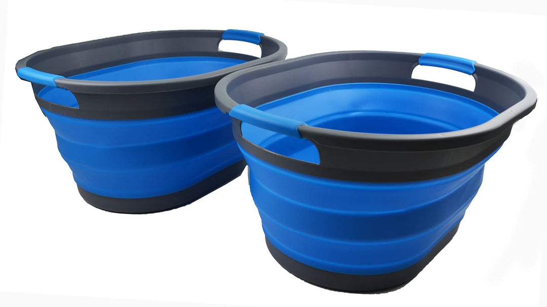 SAMMART Zusammenklappbarer Wäschekorb aus Kunststoff, 32 l, faltbarer Pop-Up-Aufbewahrungsbehälter/O