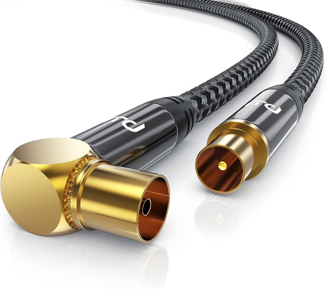 CSL - 7,5m Antennenkabel gewinkelt mit Braiding 8k 4k HDTV - 7,5 Meter Antennen kabel - Kupplung 90°