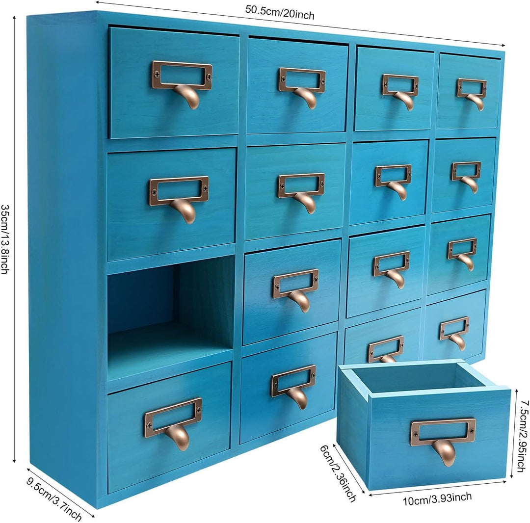 Apothekerschrank Holz, 16 Schubladen Apotheker Schrank, Bibliothekskartenkatalogschrank, Medikamente