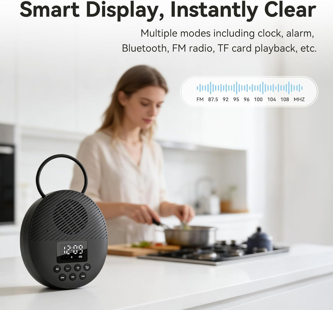 AGPTEK Bluetooth Lautsprecher Tragbare Mini Musikbox Bluetooth 5.4 mit LED Anzeige, FM-Radio & Wecke