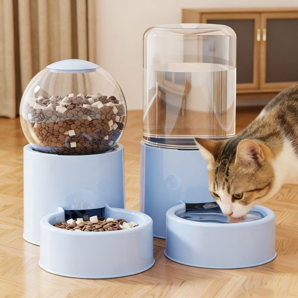 Automatischer Katzenfutterspender und Wasserspender Futterspender und Wasser Set, 2 Stück, Katzenfut