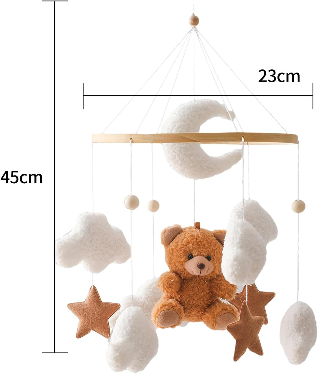 Mobile Baby Windspiele, Babybett Mobile 3D Bär Hase Kaninchen Wolken, Kinderzimmer Hängende Bettgloc