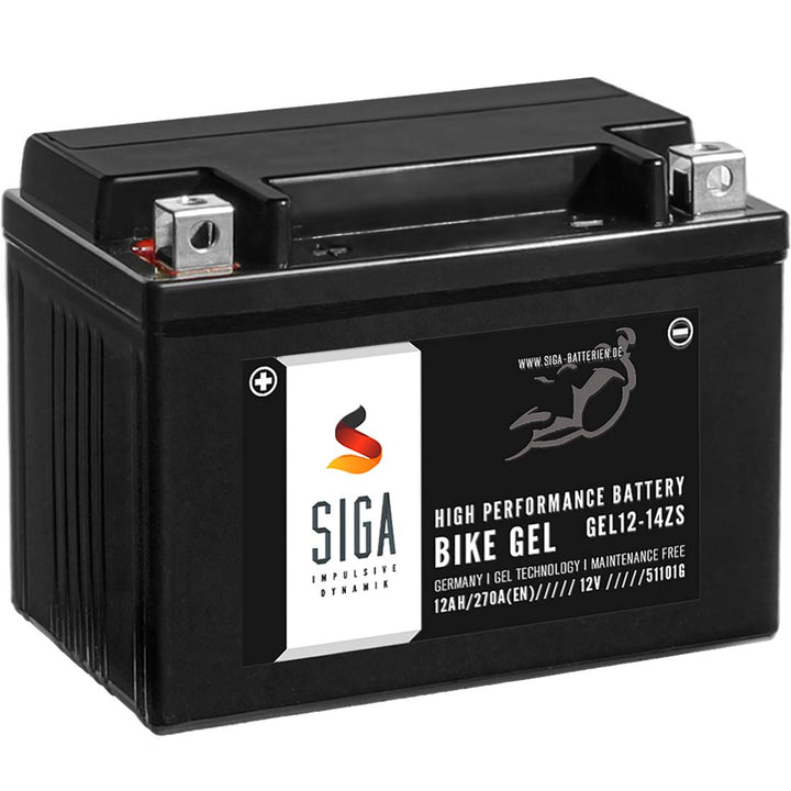 SIGA Gel Motorradbatterie 12V 12Ah 270A/EN Gel Batterie YTZ14-S GEL12-14ZS GTZ14-4 TTZ14S-4 51101 12