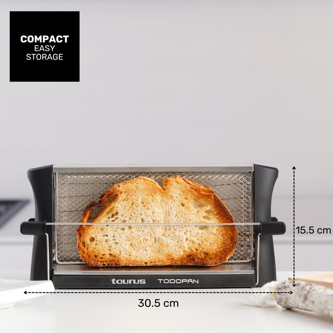 TAURUS 960632 Toaster aus Edelstahl, 700 W, für alle Brotsorten, mit Haltestab, Multicolour
