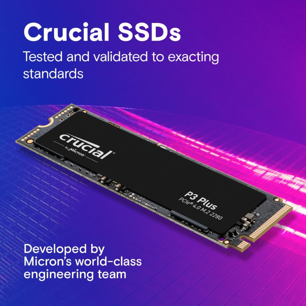 Crucial P3 Plus SSD 500GB M.2 PCIe Gen4 NVMe Interne SSD, Bis 4.700 MB/s, Kompatibel mit Laptop und
