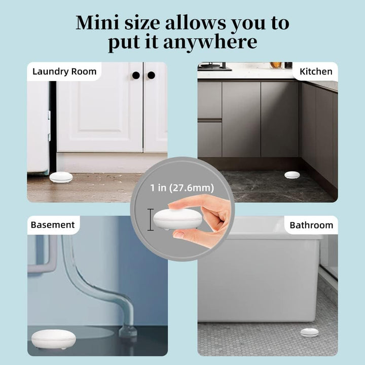 HEIMAN Wi-Fi Wasseralarm,WLAN Wassermelder mit Batterie,Smart Wassersensor,75 dB WiFi-2.4Ghz für Küc