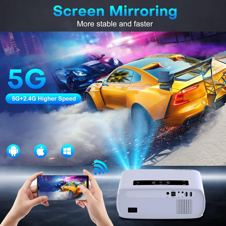 HOPVISION Beamer,4K Beamer 15000 Lux Native 1080P WiFi Beamer Full HD Heimkino Video Beamer 4K Bluet