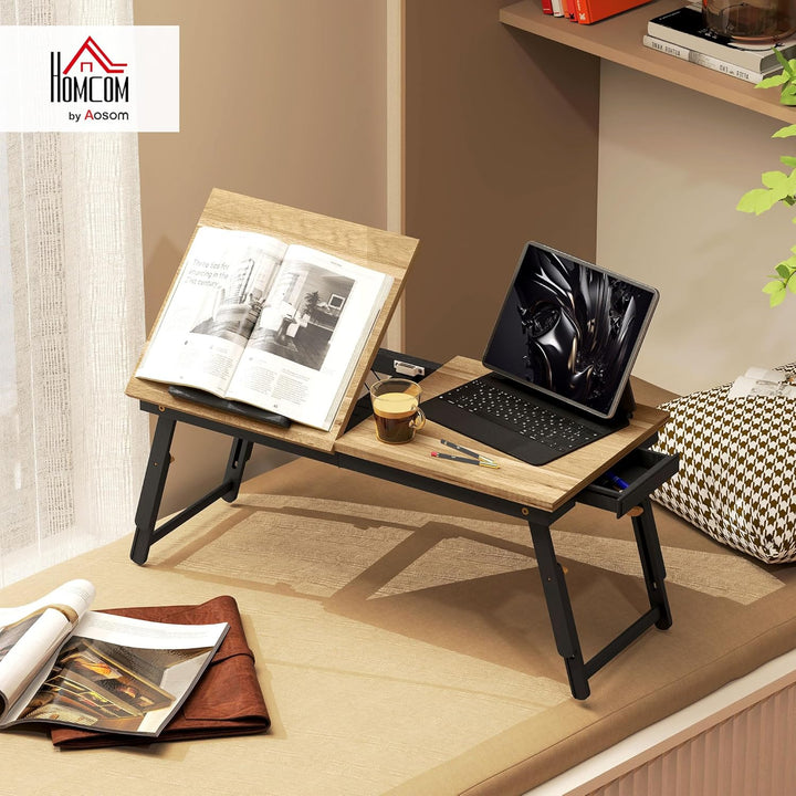 HOMCOM Laptoptisch Höhenverstellbar Betttisch mit Schublade, Klappbar Lapdesk Laptopständer für Sofa