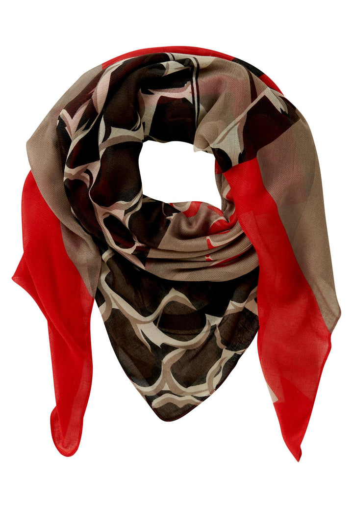 Betty Barclay Damen Tuch mit Aufdruck ACC, Taupe/Rot