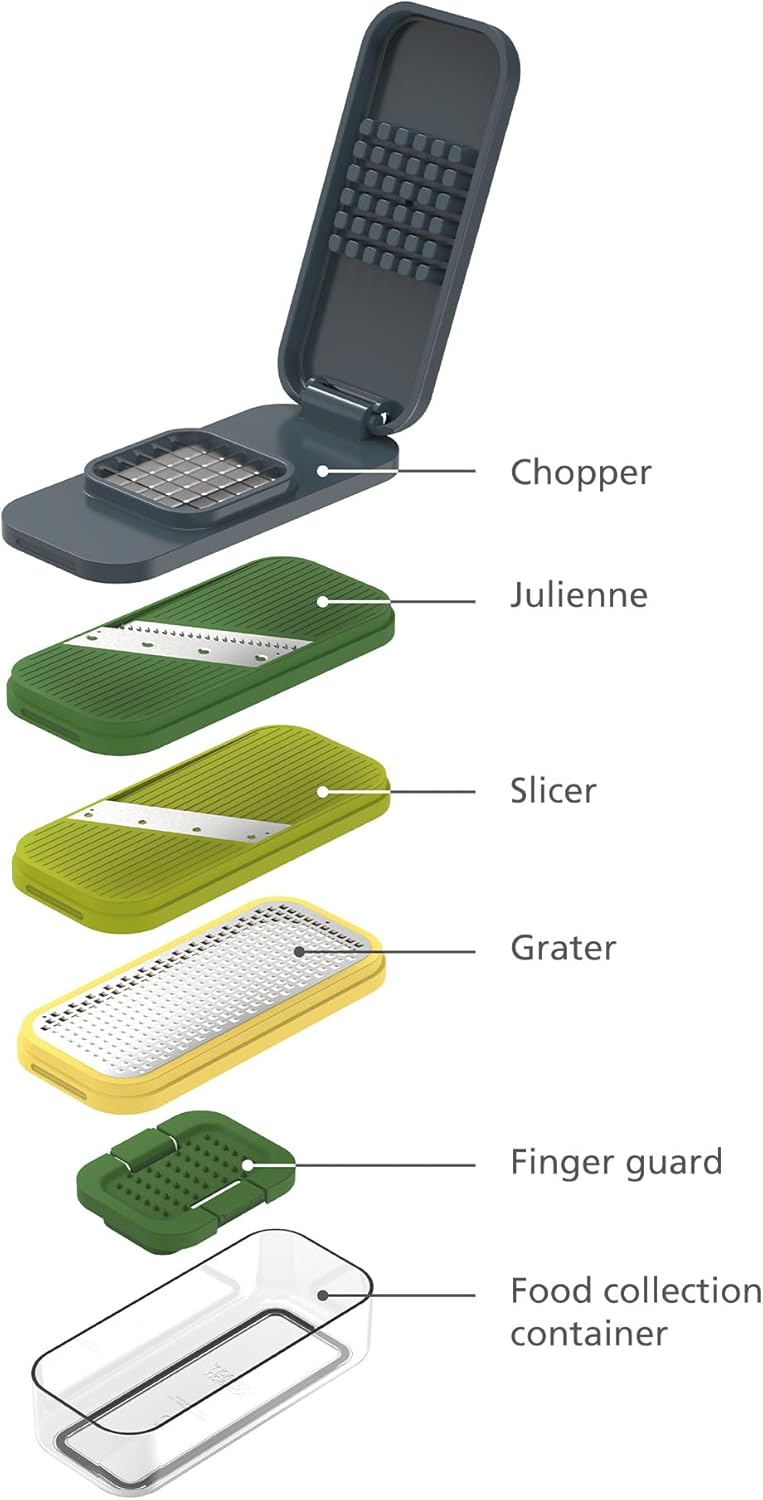 Joseph Joseph Multi-Prep Compact 4-in-1 Multifunktionsset, Gemüsehobel, Zwiebelschneider, Pommesschn