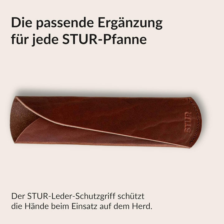 STUR - Griffschutz aus pflanzlich gegerbtem Echtleder – Pfannenstiel Hitzeschutz für Pfannen aus Eis