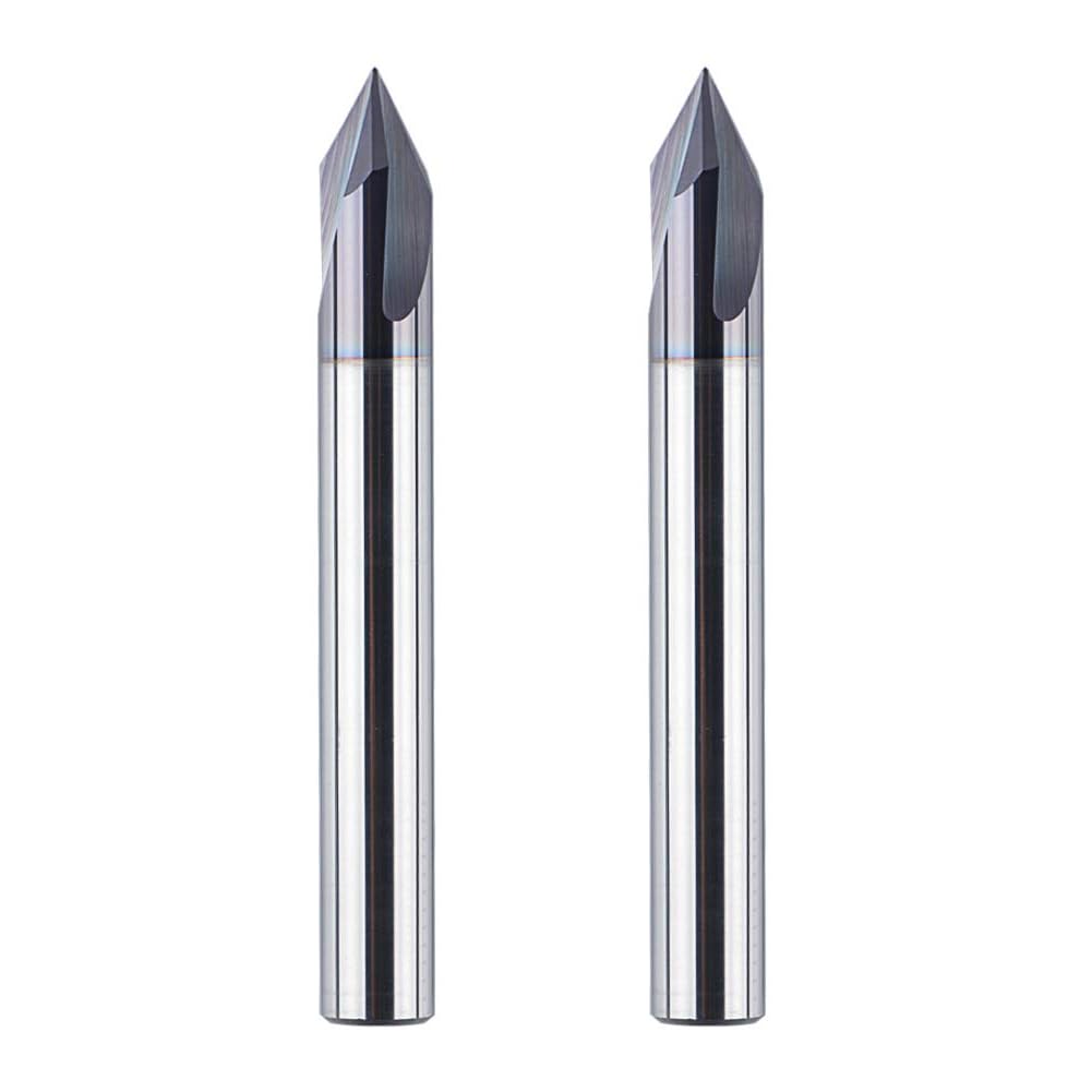SpeTool 2 Stück Fasenfräser Gravierfräser 3 Flöten V Nutfräser 6mm Schaft 60 Grad VHM Gravierstichel