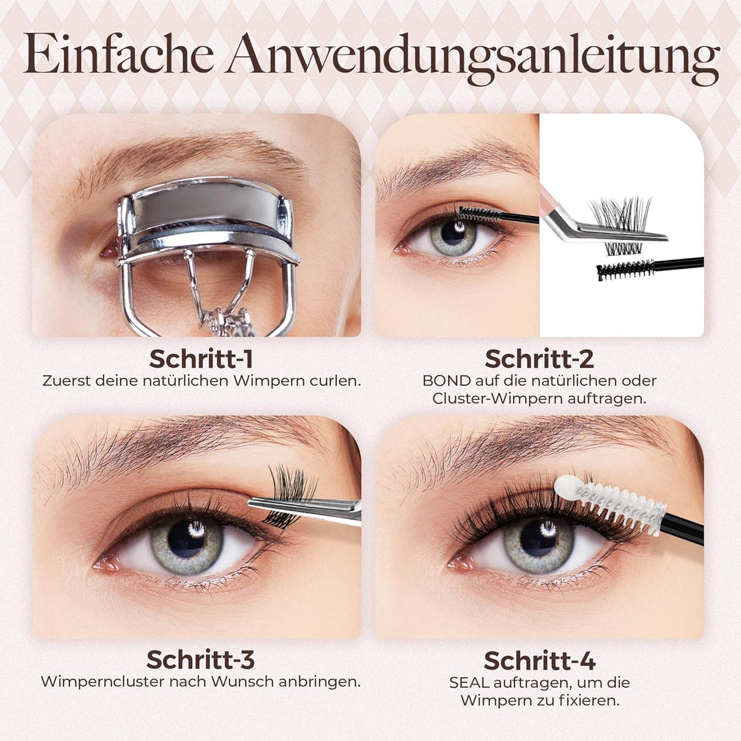 LASHVIEW Wimpern Extensions Kit, 196 Pieces Cluster Lashes, D Curl Volume Künstliche Wimpern mit Wim