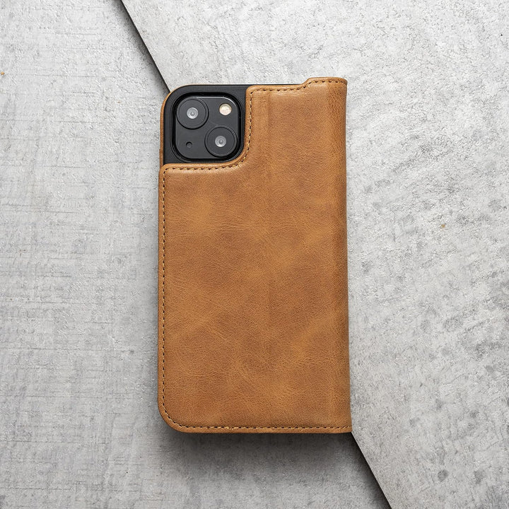 Porter Riley - Lederhülle für iPhone 13 Mini (5.4"). Premium Echtleder Standhülle/Ledertasche/Brieft