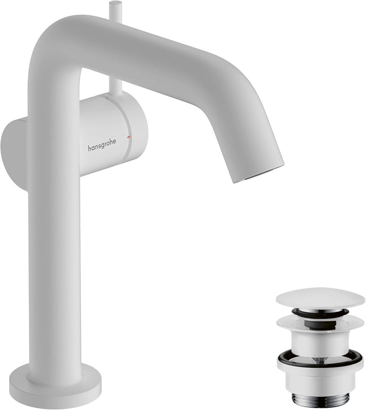 hansgrohe Tecturis S Fine - Waschtischarmatur mit Push-Open Ablauf, energiesparend (CoolStart), Wass