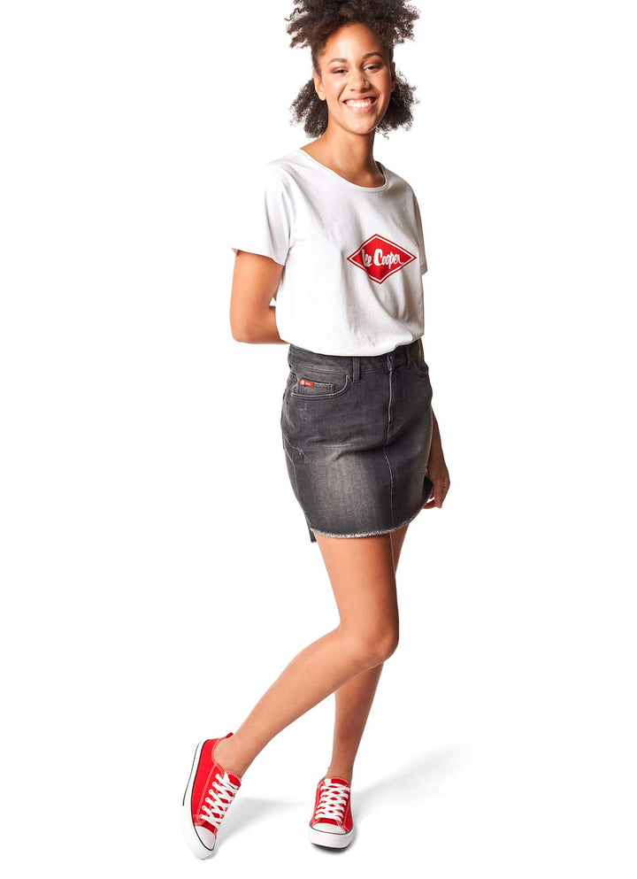 Lee Cooper Damen High Rise Jeans Skirt Rock 25 Dunkelgrau, 25 Dunkelgrau