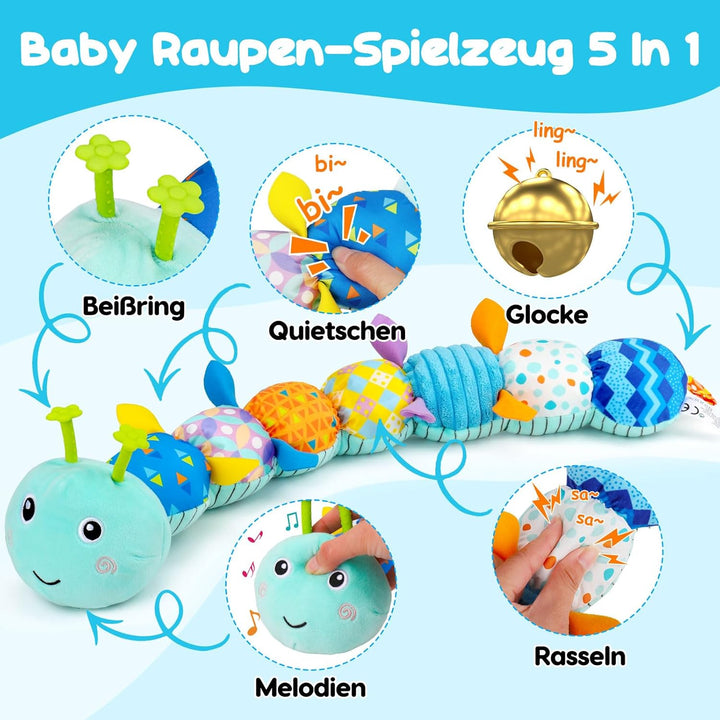 Baby Spielzeug 0 3 6 Monate Raupe Musikspielzeug, Montessori Sensorik SpielzeugBaby Geschenk Jungen