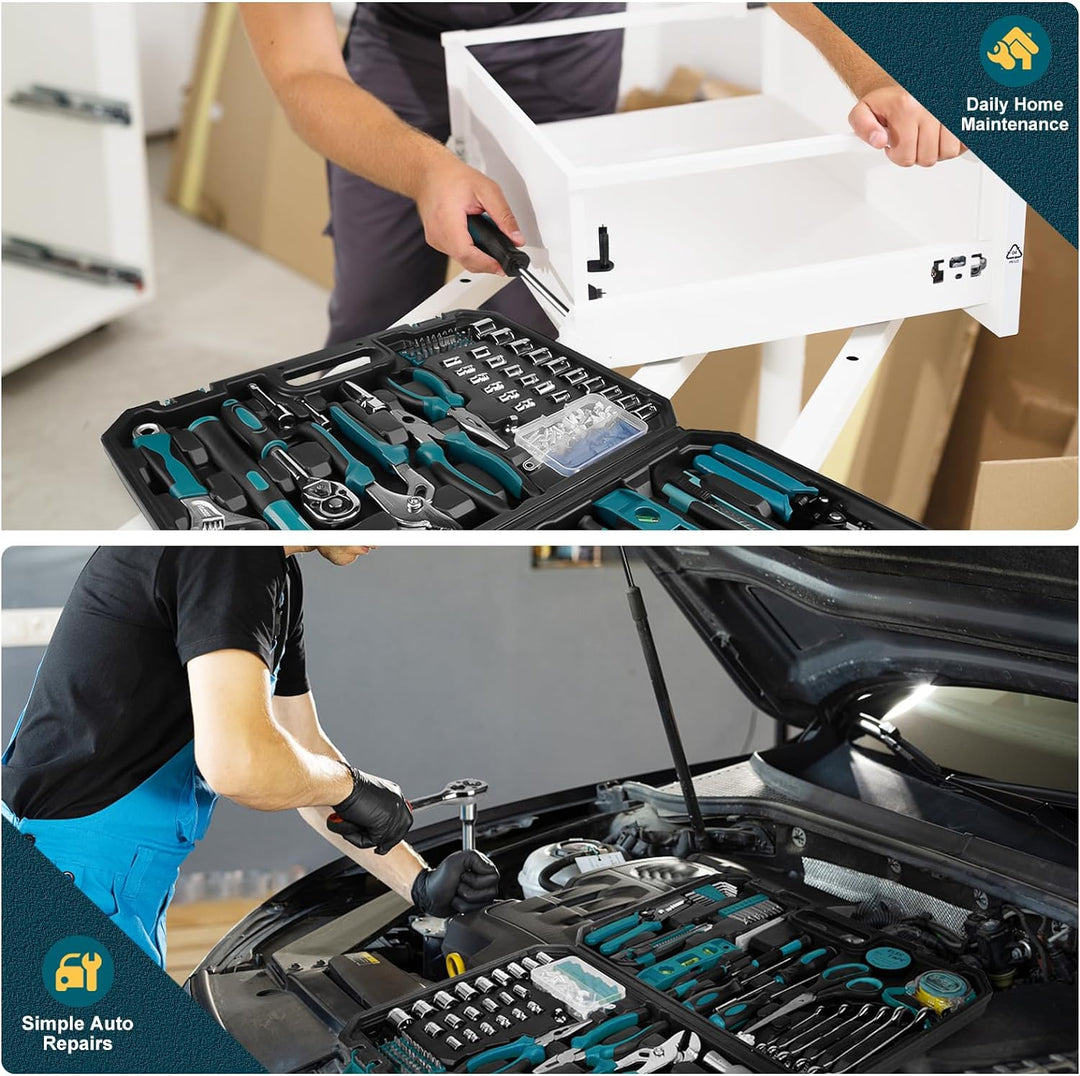 GoYwato Werkzeugkoffer Gefüllt Profi 287-tlg - Werkzeugkasten Gefüllt Werkzeug Set für Haushalt mit