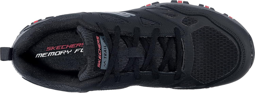 Skechers Herren Hillcrest Sneaker 40 EU Black Leather Mesh Synthetic Charcoal Trim, 40 EU Black Leat