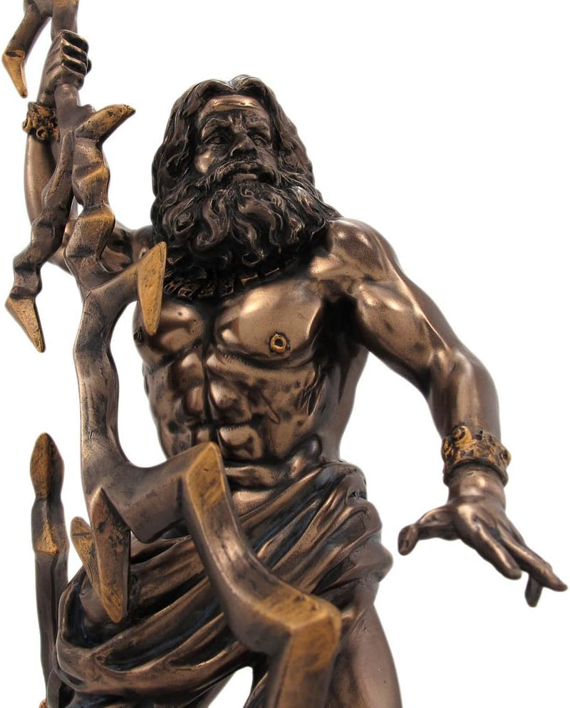 King Zeus Grecian God Throwing Lightning Resin Statue Figurine