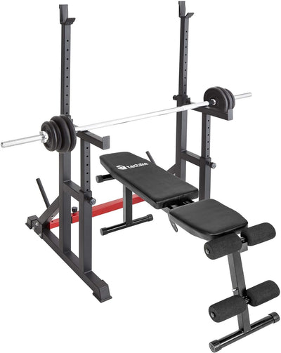 tectake 404237 Squat Rack, Höhe und Breite verstellbare Langhantelablage, Kniebeugenständer mit Sich