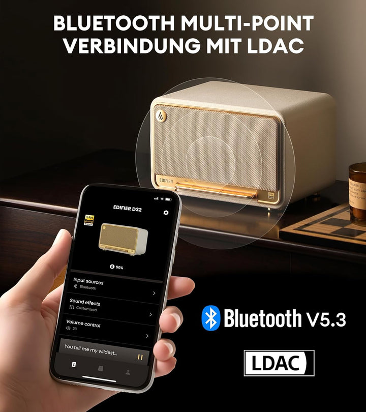 EDIFIER D32 Wireless Speaker, Hi-Res Audio, LDACAACALAC, Bluetooth V5.3, 60W(RMS), 2.1 Akustik Archi