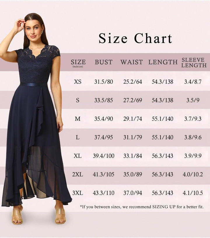 Bbonlinedress Abendkleider elegant für Hochzeit Spitzenkleid Chiffon Hi-Lo Kleid Brautjunferkleid Pa