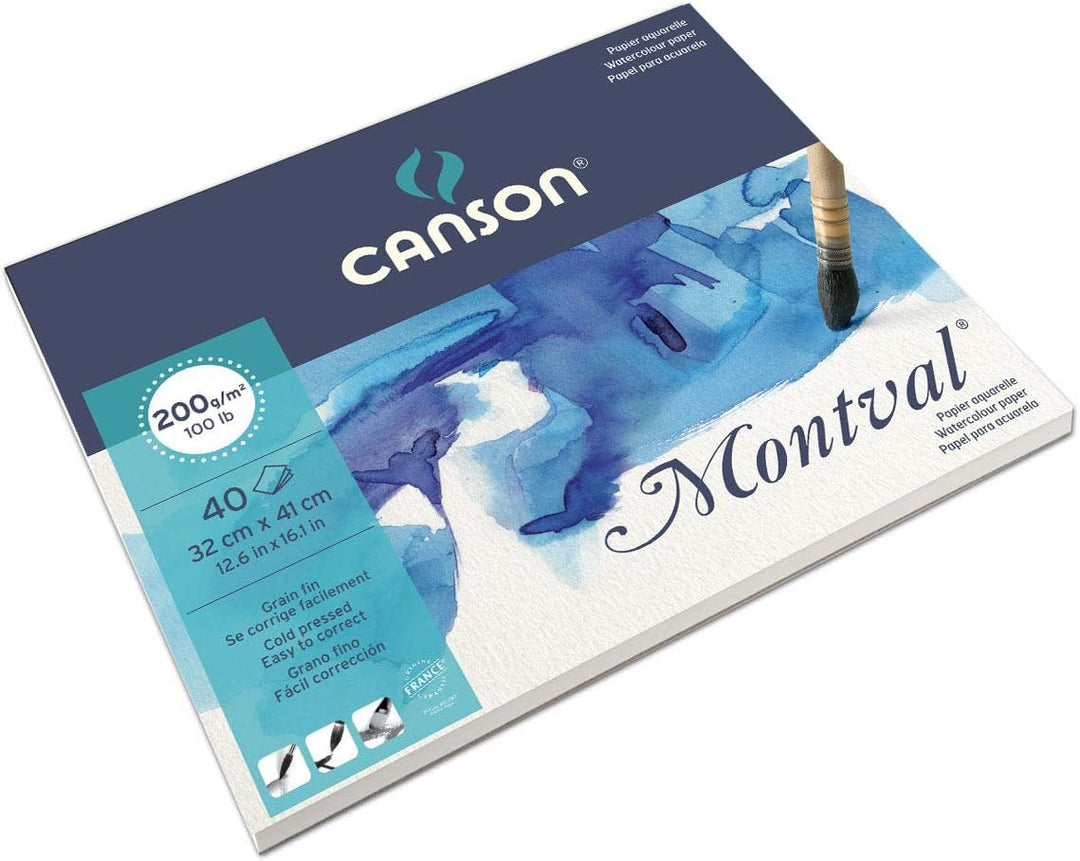 Canson 200807359 Montval Aquarellpapier, 32 x 41 cm, naturweiss 32 x 41 cm 40 Blatt, 32 x 41 cm 40 B