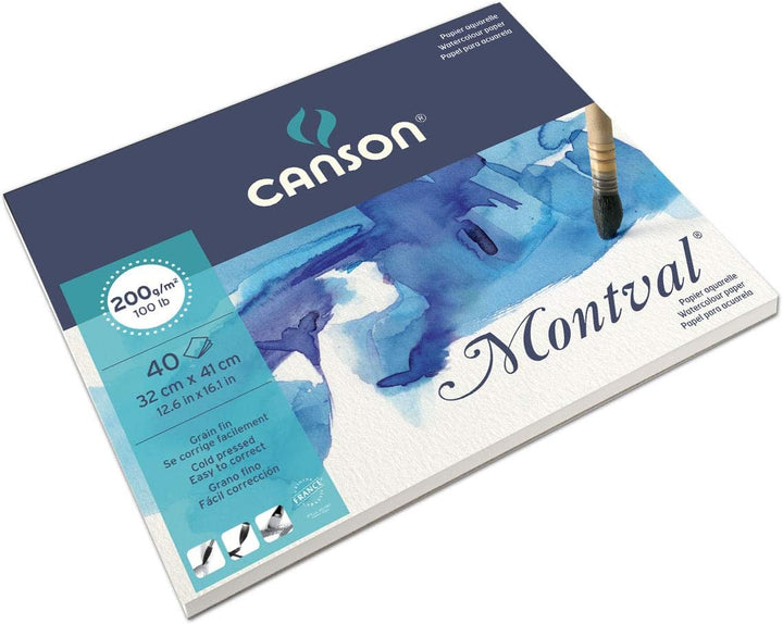 Canson 200807359 Montval Aquarellpapier, 32 x 41 cm, naturweiss 32 x 41 cm 40 Blatt, 32 x 41 cm 40 B