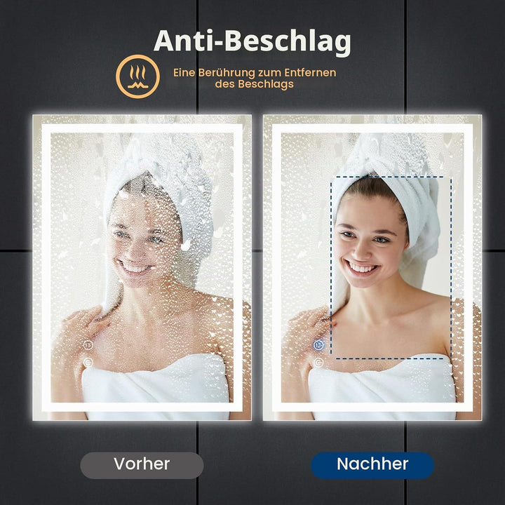Trintion LED Badspiegel mit Beleuchtung Badezimmer Wandspiegel Badezimmerspiegel Anti-Beschlag mit T