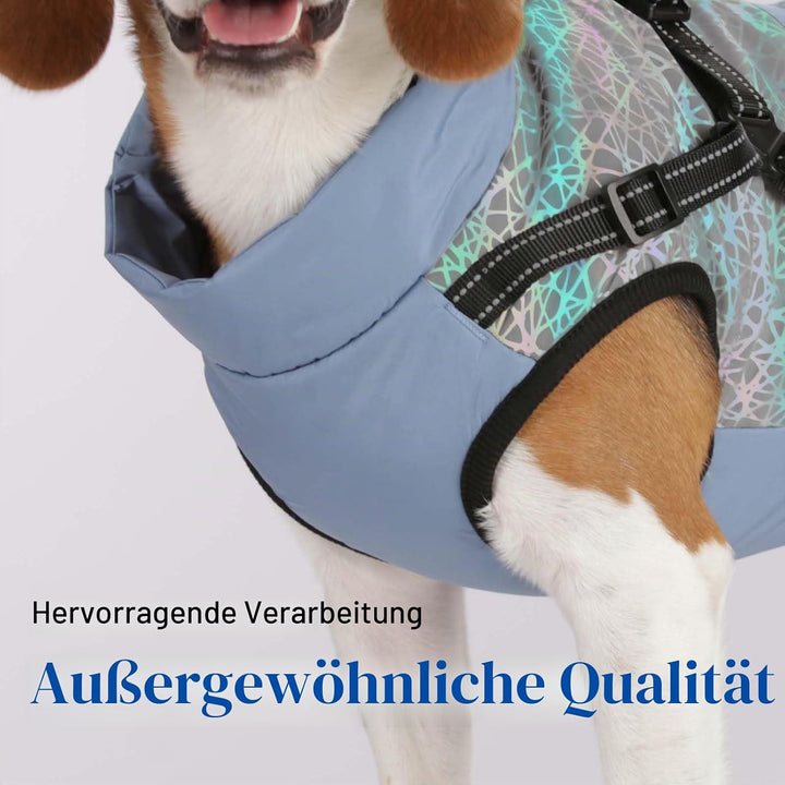 LUOWAN Hundemantel für kleine Hunde, Hundemantel mit Geschirr, Reflektierende Outdoor-Hundeweste, Wi