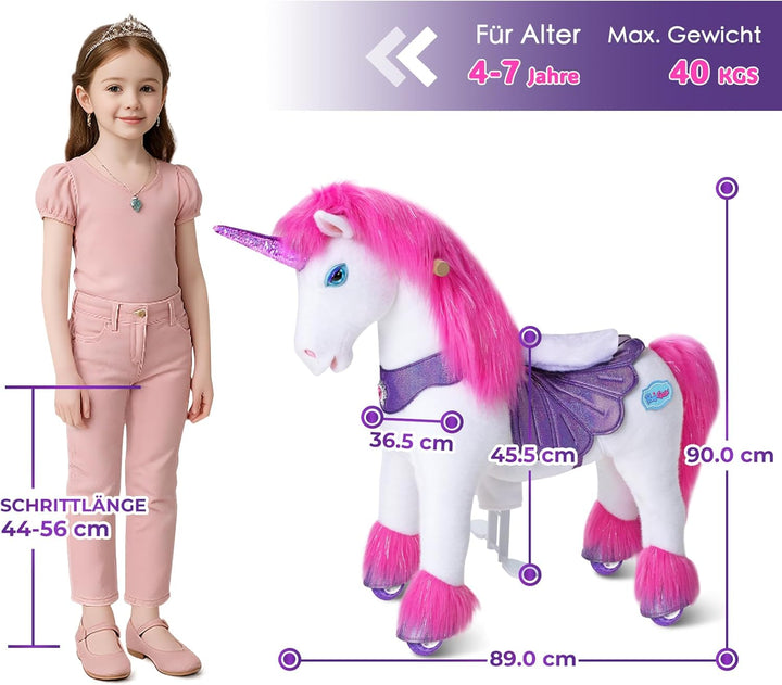 PonyCycle Fortschrittlich Modell Y Einhorn Reitpferd Einhorn mit Magisches Geräusche für Kinder 4–7