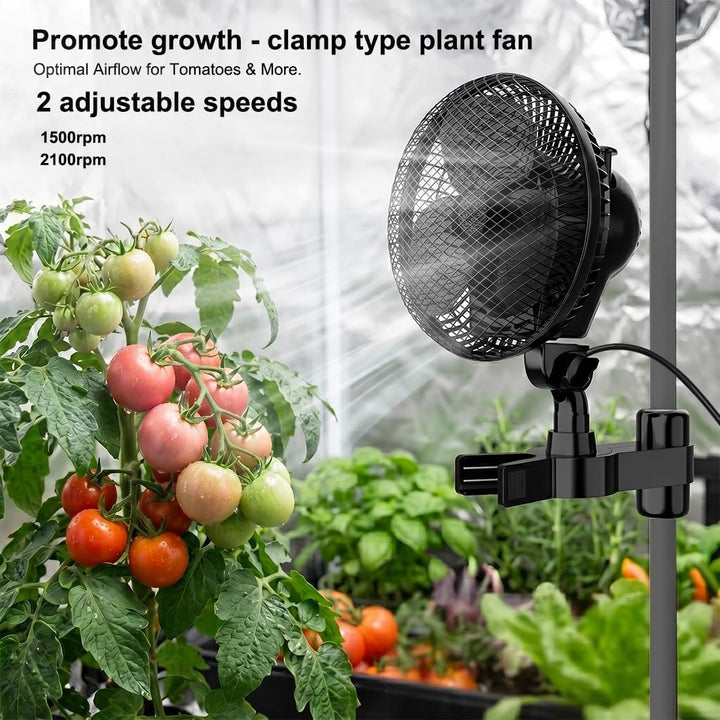 Grow Ventilator mit Clip EC-Motor, Grow Clip-Ventilator Klemmbar für Growzelt, 2 Geschwindigkeitsstu
