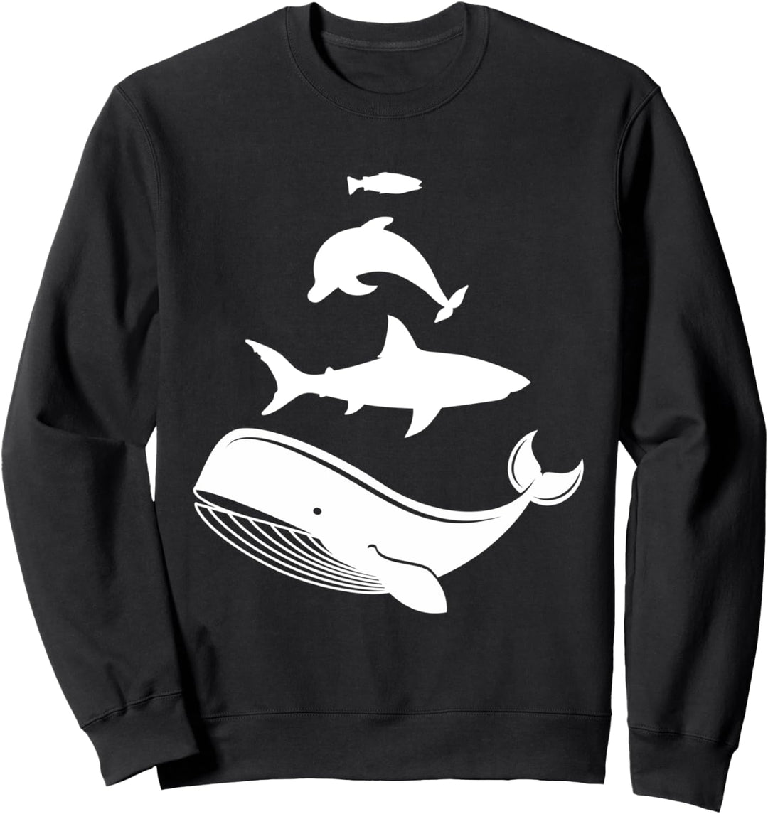 Gestapelte Meerestiere Wal, Hai, Delphin, Fisch Silhouetten Sweatshirt
